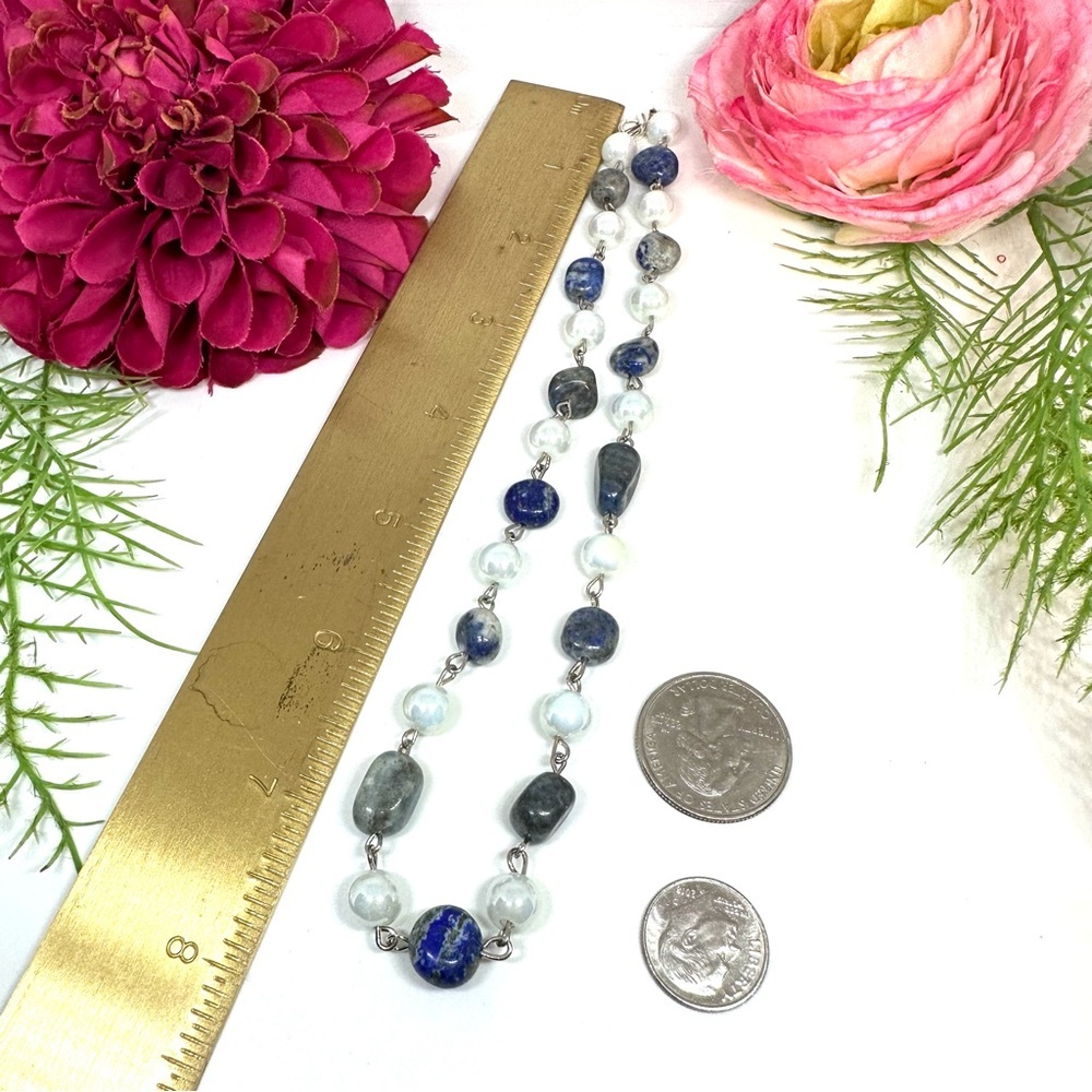 NEW⚜️LAPIS LAZULI & Carnival Glass Beaded Necklace - Picture 4 of 5